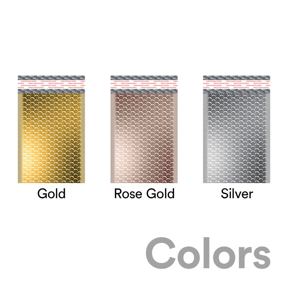 Matte Metallic Poly Bubble Mailers - Padded Envelopes In Various Sizes & Colors - Shipping Supplies