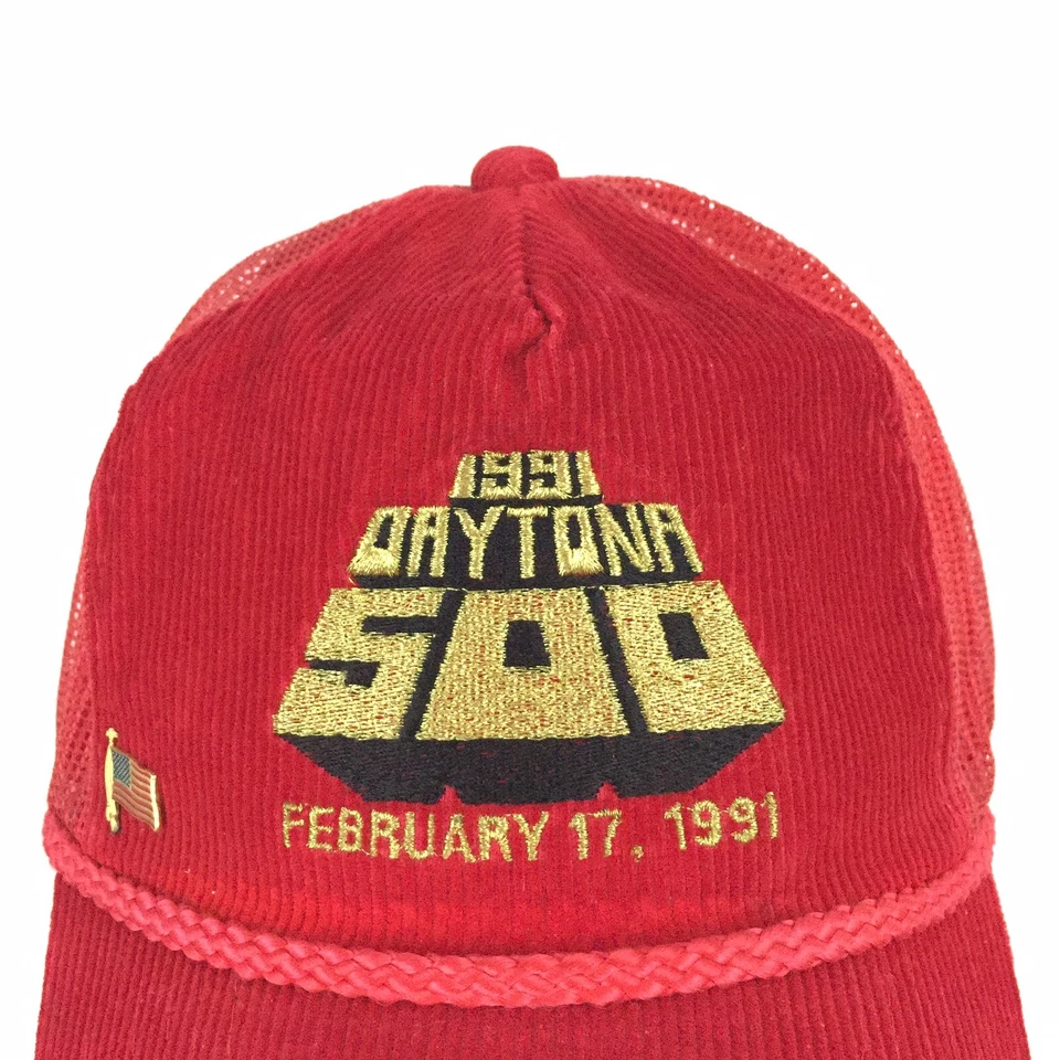 De colección Años 90 Daytona 500 Gorra Nascar Carrera Pana Cuerda Snap Back Camionero Gorra de Béisbol Foto 2 de 4