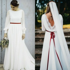 Satin Langarm Weiss Elfenbein Erroten Hochzeitskleid Boho Etsy