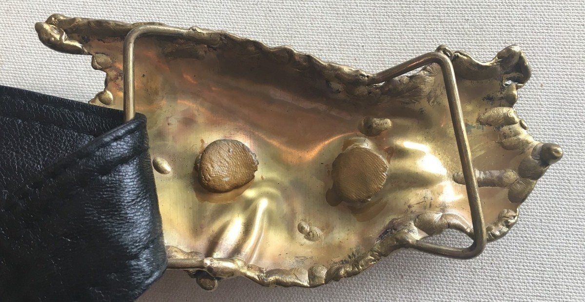 Fancy Nancy Brutalist Raw Amethyst Mixed Metal 80s Belt Buckle Belt Buckle / Cabochon Fun Colors / Lavender Swarovski Crystals main image 4