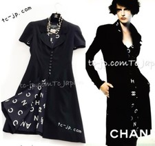 CHANEL 97S Excellent Vintage Black Silk CC CHANEL Logo Lining Jacket Coat 36 US4