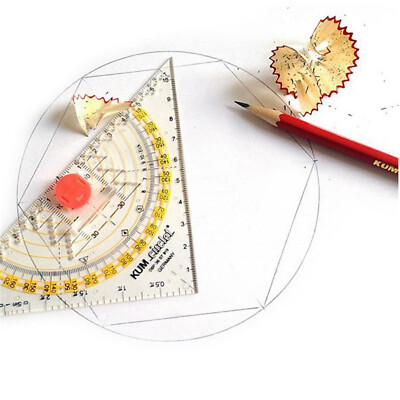 Kum Students 22cm Grip Triangle Protractor Engineer Precision Compass 493c TB