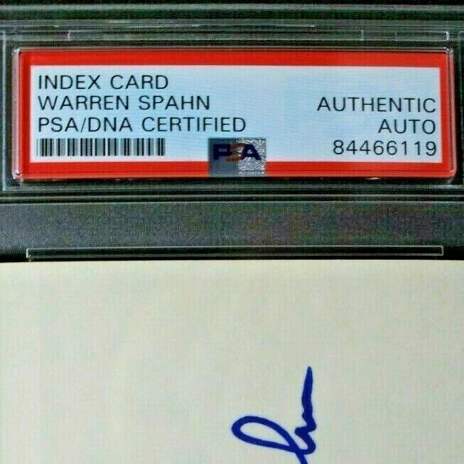 Warren Spahn (d.2003) HOF Braves Signed 3x5 Card PSA Authentic Bold Autograph  - Image 4 of 4