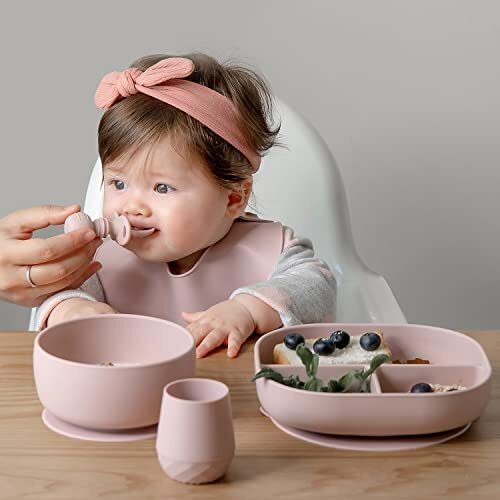 Silicone Baby Spoons Self Feeding 6+ Months - Infant Toddler Utensils - Rosy - Picture 3 of 7