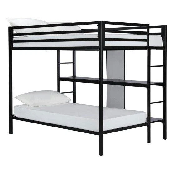 Двухъярусная кровать DHP Full Over с металлическим каркасом и лестницей черная (только самовывоз) - Изображение 3 из 4