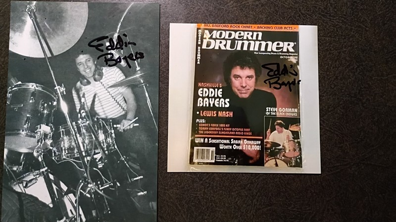 EDDIE BAYERS 2  Hand Signed Autograph 4X6 Photo S  - HALL OF FAME DRUMMER