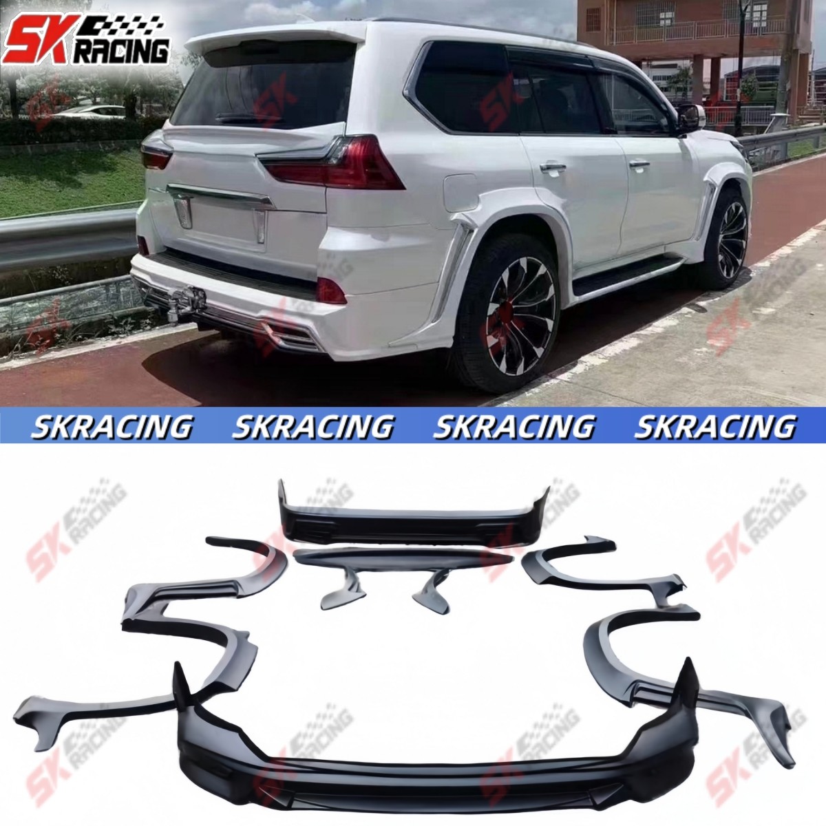 For Lexus LX570 ABS/FRP/PP Unpainted Front Rear Bumper Lip Spoiler