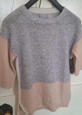 PURE Collection 3-farbiger, entspannter Kaschmirpullover, Größe 12, neu mit Etikett - alter Lagerbestand 