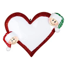 Heart w/Faces Family 2 3 4 5 6 7 8 9 10 Personalized Christmas Ornament