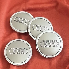 4 Audi Grey Chrome 69mm (2.72 Inches) Wheel Center Caps