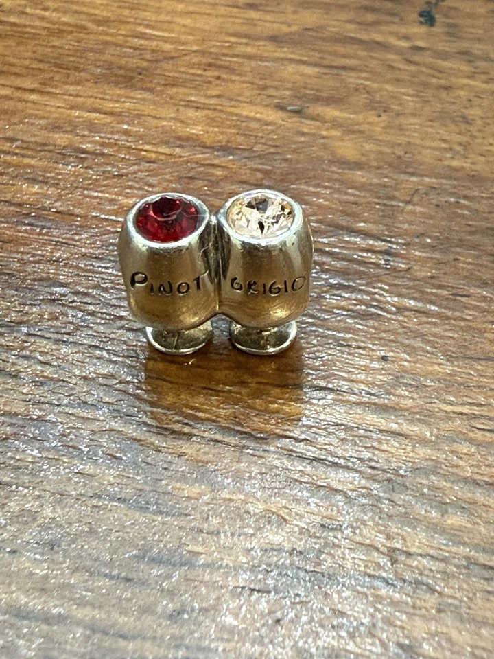 Auténticas copas de vino de plata esterlina Chamilia Pinot Grigio & Noir encanto Foto 4 de 4