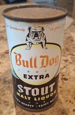 CALIFORNIA BREWING BULLDOG EXTRA STOUT MALT LIQUOR 12OZ. FLAT TOP BEER CAN. CALI