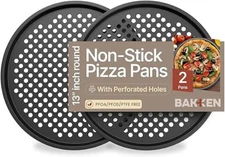 Bakken- Swiss Non-Stick Pizza Pan with Holes - 13-Inch Perforated Pizza Crisper