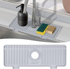 erner Kitchen Sink Splash Guard, Silicone Faucet Guard Draining Mat,