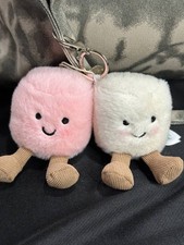 Jellycat Amuseables Toastie Marshmallows Plush Keychain- Pink White NWT Gift Set