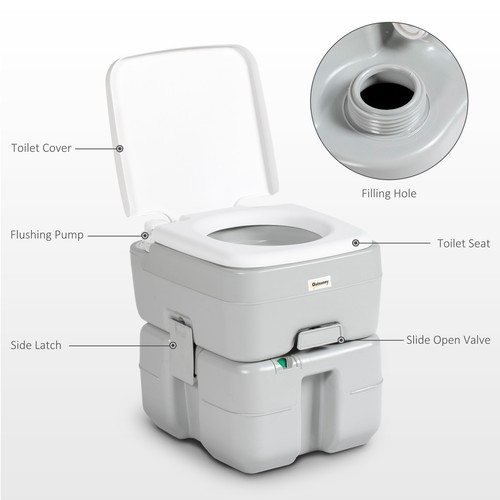 Outsunny Camping Toilet Portable Toilet for Adults with Level Indicator - Picture 10 of 11