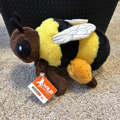 NEW with Tags Wild Republic Bumble Bee Plush 8  Stuffed Animal Black Yellow