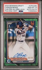 2024 Bowman Draft Chrome 1st Carson Benge Green Lava Refractor Auto /99 PSA 10