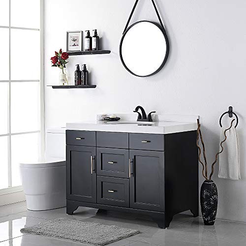 4 Inch 2 or 3 Holes 2 Handles Centerset Lead-Free Bathroom Matte Black Metal - Foto 6 di 6