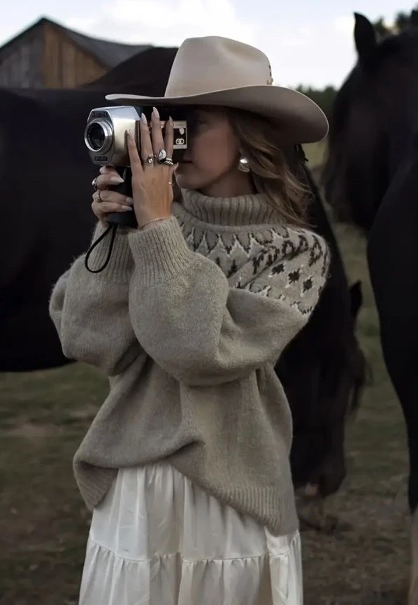 Suéter Free People Yellowstone Grueso Intarsia Navajo Southwest XL Talla Grande Foto 3 de 4