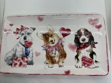 Pier 1 Ironstone Avenue Puppies Valentine’s 14” Ceramic Serving Tray Platter