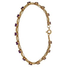 9ct Gold Bracelet 6.95g Fancy Amethyst 18.5cm - Fully Hallmarked