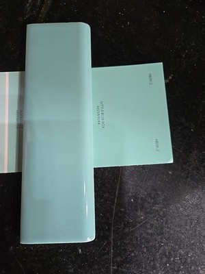 Vintage S 6 1/8'' X 1 7/8'' Flat Bullnose NOS Aqua Blue Trim Tile