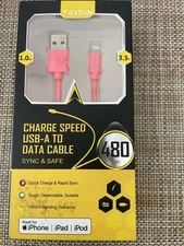FOXSUN iPhone Charging Cable 3.3 FT/1M Cable for iPhone 7/7Pl LOT 100