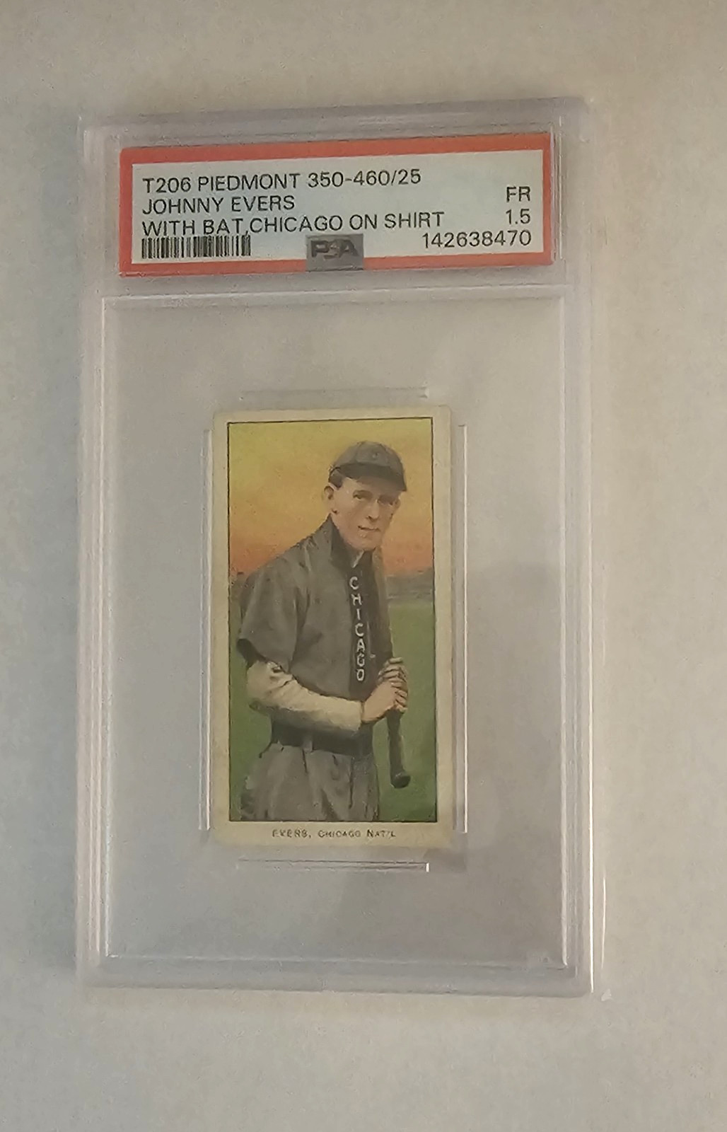 1909-11 T206 Piedmont 350-460/25 Baseball Johnny Evers w/Bat Chicago PSA 1.5 FR