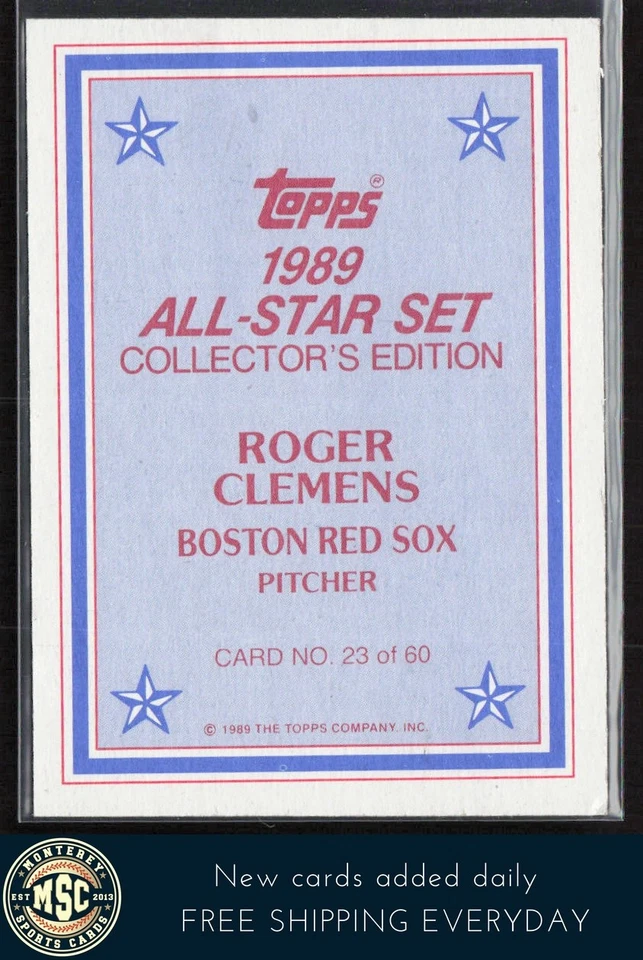 Roger Clemens 1989 Topps 1989 All-Star Set Collector Edition Glossy Send-Ins #23 - Image 2 of 2