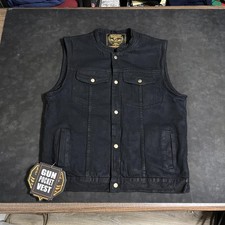 Milwaukee Performance Vest Mens Large Black Denim Gun Pocket Biker DM-2238-BK