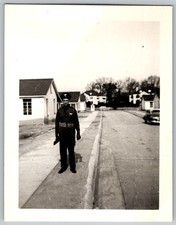 Vtg B&W Snapshot Man In Military Uniform 1940s