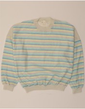 VINTAGE Womens Oversized Sweatshirt Jumper IT 52 2XL Multicoloured Striped BI13
