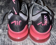 Nike Air Max 270 Smoke Grey/Hyper Pink-Black Girl Sz 2.5 Youth Nice Sneakers