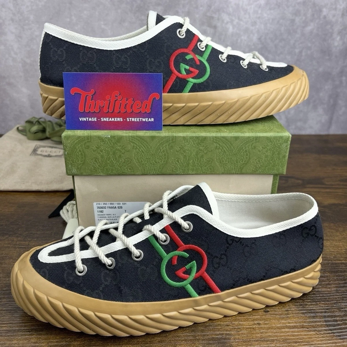 NIB Men\'s Gucci Denim Dublin Skate Shoes Size 7 Gucci Dublin Snake Black Leather Men main image 3