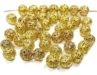 50 Vintage Filigree Fancy Golden Brass Yellow Brass 8mm. Round Spacer Beads D8
