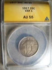 1917 VAR.1 ~ Standing Liberty Quarter ~ ANACS AU55 ~