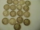 (17)  1897 TO 1998 Barber Quarter 90% Silver Coin