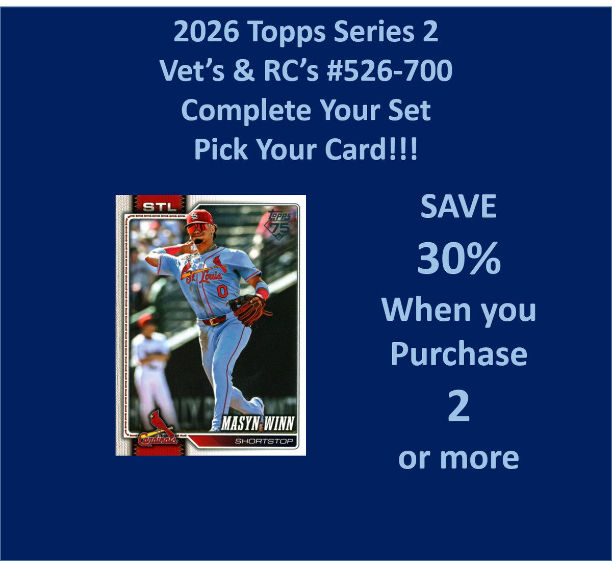2026 Topps SERIES 2 Base Vets & RCs #526-750 You Pick Complete your set SPECIAL!