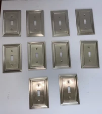 Set Of 10 LHMC Hardware Metal Single Light Switch Plate Cover Brushed Nickel