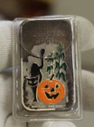 Colorized 1973 Ceeco Mint Happy Halloween 1-oz .999 Fine Silver Ceeco Art Bar
