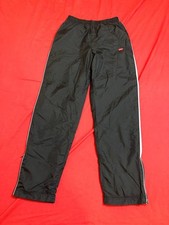 Vintage Nike Track Pants Kids XL 18-20 Black Nylon Y2K Swoosh Baggy Windbreaker