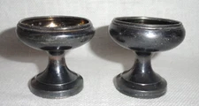 2 Silver Plate Open Salt Cellar Bowls ~ Footed Sushi Dip ~ Antique