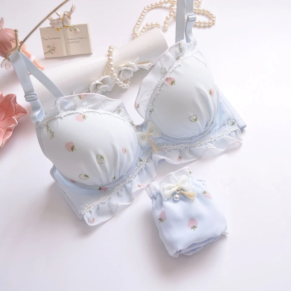 Conjunto de sujetador de gasa para niñas 32C 34D 34C 34E primer sujetador con volantes bragas coreanas lindos regalos Foto 4 de 4