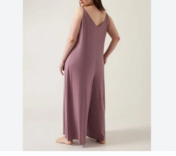 Mono Athleta Rosa Noche Bliss Dormir Cuello en V Mameluco Pantalones de Salón PJ XS Foto 2 de 4