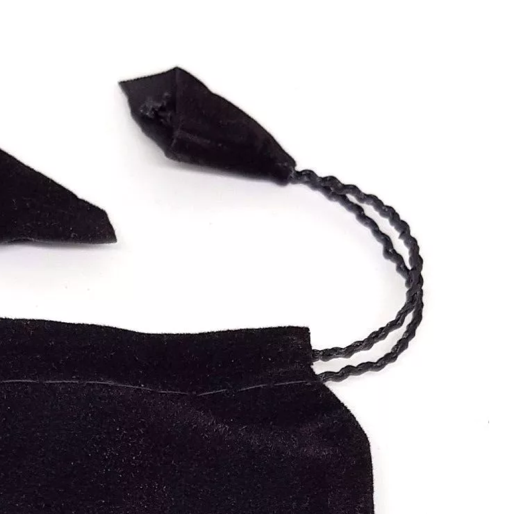 Sac Cadeau/pochette Velours Noir Avec Pentacle - Pour Bijoux, Cristaux - Cordon Serrage - 11x9 Cm