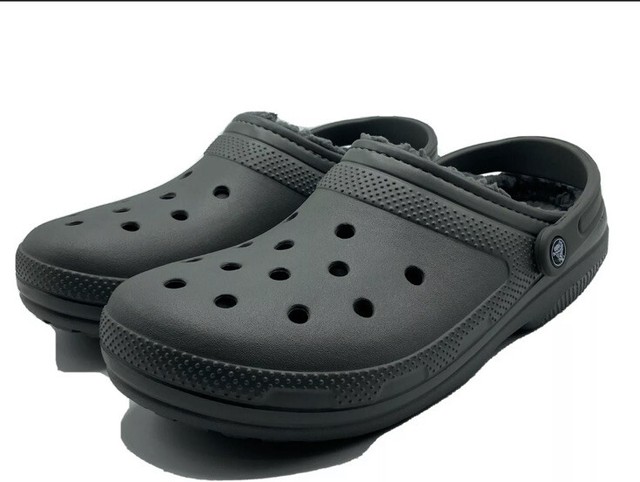 mens grey lined crocs