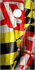 Maryland Flag Wavy Weather Wood Cornhole Wrap Bag Toss Skin Decal Sticker Wraps