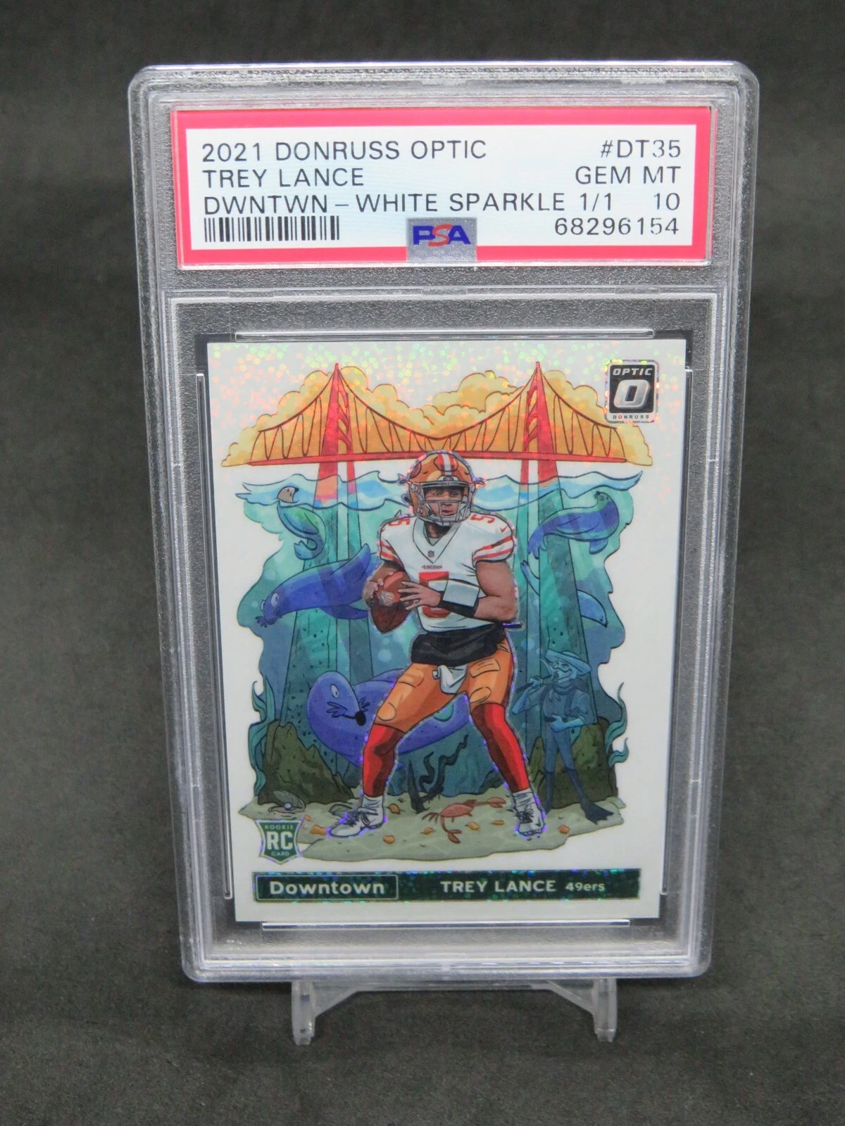 Trey Lance Panini Donruss Optic Downtown #DT35 White Sparkle 1/1