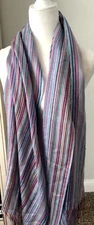 28X69 PASHMINA Cashmere Wool Blue Pink Purple Shawl SCARF Fringe WRAP Striped